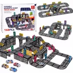Magnetic blocks CAR TRACK 168 pieces + 4 cars and road signs ZA6446