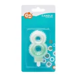 Candle topper Number 8 (7cm) White/Green Ombre
