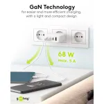 USB-C charger, PD, GaN, 68W black