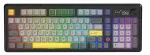 Belaidė mechaninė klaviatūra &bdquo;Ajazz AK980 V2 Gift Switch V2&ldquo; (juoda, pilka, geltona) su ekranu