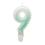 Candle topper Number 9 (7cm) White/Green Ombre
