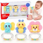 Rattle and teether 2 in 1 - set of 3. Elephant, bee and lion ZA6626