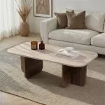 Kavos staliukas, &bdquo;Hanah Home&ldquo;, travertinas, &bdquo;Venezia Walnut&ldquo;, 120 x 41 x 60