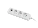 Power strip 1.5m, white, 4 sockets, cable made of solid copper