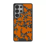 Bitter Apricot - Snake Samsung Galaxy S25 Ultra Case, Elite Dark (Magnetic) / Silver