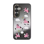 Cloud Hopping - Samsung Galaxy S25 Case, Elite Mirror Dark (Magnetic) / Gold