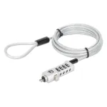 Manhattan Universal Laptop Combination Lock For Noble Wedge&reg;, Nano and K-Slot, Secure 3-in-1 Anti-theft Notebook Lock, Resettable 4-digit Combo, 1.8m, Cut-Resistant Carbon Steel Cable, Translucent PVC Jacket, Silver