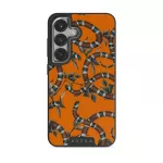 Bitter Apricot - Snake Samsung Galaxy S25 Case, Elite Dark (Magnetic) / Silver