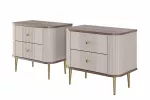 Set Of Night Stands Vesper - Cashmere / Nut / Gold Legs