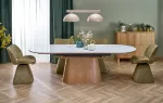 SIRIUS extension table, white marble / natural