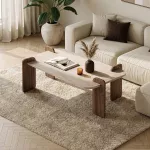 Kavos staliukas, &bdquo;Hanah Home&ldquo;, travertinas, &bdquo;Venezia Walnut&ldquo;, 147 x 35 x 87