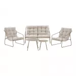 Nilo Lounge set, steel, sand, incl. cushions