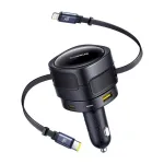 Baseus Enjoyment Max Car Charger with USB-C + Lightning Cables and USB-A + USB-C Ports 90W / black