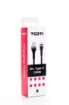 Kabelis SEEK TOTI UAB-A to Type-C 2m Braided 3A Black