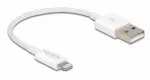&bdquo;Delock USB 2.0 > Lightning (ST-ST) 0,15 m įkrovimo laidas, baltas&ldquo;