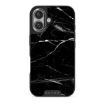 Noir Origin - Black Marble iPhone 16 Case, Elite Dark (MagSafe) / Silver