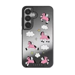 Cloud Hopping - Samsung Galaxy S25 Case, Elite Mirror Dark (Magnetic) / Silver