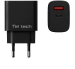 &bdquo;Teltech&ldquo; USB / USB-C 25 W QC PD tinklinis įkroviklis, juodos spalvos, TCH-02 (36559)