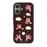 Cloud Hopping - iPhone 16 Case, Elite Dark (MagSafe) / Gold