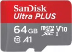 Karta SanDisk Ultra Plus MicroSDXC 64 GB Class 10 UHS-I/U1 A1 V10 (619659200619)