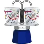 &bdquo;Bialetti MINI EXPRESS&ldquo; rinkinys &bdquo;Kandinsky&ldquo; mėlynas / Rinkinys: fontano tipo mokos puodelis (90 ml) + 2 puodeliai (Vasilijus Kandinskis)