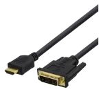 DELTACO HDMI į DVI kabelis, 1m, Full HD, Juodas HDMI-110D