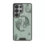 Pisces - Samsung Galaxy S25 Ultra Case, Elite Dark (Magnetic) / Silver / Turquoise