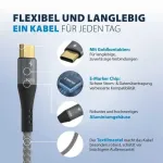 &bdquo;EFB USB-C laidų rinkinys, 100 W, PD 3.0, 5 A, E-Marker lustas, 0,5 + 1 + 2 m, pilkos spalvos&ldquo;
