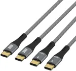 &bdquo;EFB USB-C laidų rinkinys, 100 W, PD 3.0, 5 A, E-Marker lustas, 2 x 1 m, pilkos spalvos&ldquo;