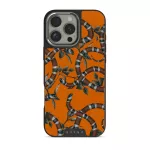 Bitter Apricot - Snake iPhone 16 Pro Case, Elite Dark (MagSafe) / Silver