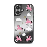 Cloud Hopping - iPhone 16 Case, Elite Mirror Dark (MagSafe) / Silver