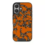Bitter Apricot - Snake iPhone 16 Case, Elite Dark (MagSafe) / Silver