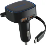&bdquo;Orico&ldquo; 66 W įkroviklis su integruotu susukamu USB-C kabeliu (FC-66-1A2C-BK-EP)