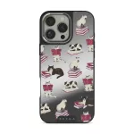 Curious Cat - iPhone 16 Pro Max Case, Elite Mirror Dark (MagSafe) / Silver