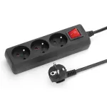 &bdquo;Montis&ldquo; elektros tinklo prailginimo laidas su 3 lizdais, 10 m, su jungikliu, juodas MT118B-10 MONTIS