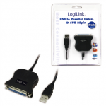 Adapteris Logilink USB 2.0 -> Paralel (LPT) DB25 , 1,8m DB25, USB A male