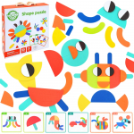 WOOPIE GREEN Montessori medinė dėlionė 40 atkuriamų modelių 55 el. FSC sertifikuota
