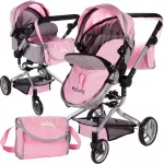 Vežimėlis lėlei 2in1 Princess PinkGrey