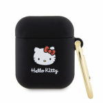 HELLO KITTY Silicone 3D Kitty Head Airpods 1/ 2 cover black Aksesuaras