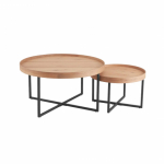 Evelekt Coffee table MUSIC 2pcs set D70xH46, D50xH38, oak Kavos stalelis