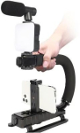 Elight HMS 4U rankinis stabilizatorius i&scaron;maniajam telefonui ir DSLR fotoaparatui + LED &scaron;viestuvas Micr. fotoaparato stovas