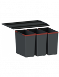 Atliekų rū&scaron;iavimo sistema Franke Easysort 600-3-0, 3 &times; 14,5 l l, juoda | 121.0494.192