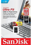 Sandisk Ultra Fit&trade; USB 3.1 - Small Form Factor Plug and Stay Hi-Speed USB Drive 64 GB, USB 3.1, Black