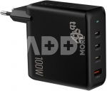 TB 3x USB C + USB A Power Delivery Wall Charger Black, GaN 100W