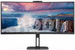 LCD Monitor|AOC|CU34V5CW/BK|34"|Curved/21 : 9|Panel VA|3440x1440|21:9|100Hz|Matte|1 ms|Speakers|Camera|Swivel|Height adjustable|Tilt|Colour Black|CU34V5CW/BK