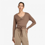 adidas 3-Stripes Studio Soft Ballet Wrap Top Earth Strata/ Glow Blue - Dydis L (KY1960 Mar&scaron;kinėliai)
