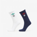 adidas Football Embroidered Crew Socks 2 Pairs White/ Night Indigo - Dydis M (KD8342 Kojinės)