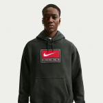 Nike Solo Swoosh Men's Fleece Pullover Hoodie Black Spruce/ White - Dydis M (IF1258-317 Džemperiai)