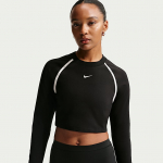 Nike Sportswear Women's Tight Long-Sleeve Cropped Top Black/ Black/ Chalk/ Chalk - Dydis M (IF0338-010 Mar&scaron;kinėliai)