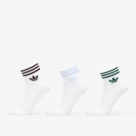 adidas 3-Stripes Ankle Socks 3 Pairs White/ Aurora Coffee/ Crystal Sky- Collegiate Green - Dydis M (KH0460 Kojinės)